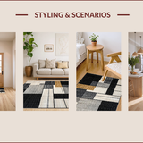 Ultra Soft Area Rug, Non Slip, Stain Resistant, Washable Area Rugs for Living Room, Bedroom, Abstract Earth Tone Geometric Art(Black)