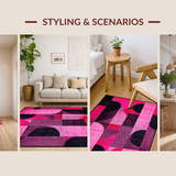 Ultra Soft Area Rug, Non Slip, Stain Resistant, Washable Area Rugs for Living Room, Bedroom, Stylish Graphic Wild Animal Motif(Pink)