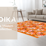 Ultra Soft Area Rug, Non Slip, Stain Resistant, Washable Area Rugs for Living Room, Bedroom, Dynamic Multicolor Geometric Style(Orange)