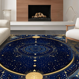 Ultra Soft Area Rug, Non Slip, Stain Resistant, Washable Area Rugs for Living Room, Bedroom, Vibrant Solar Symbolism Design(Blue)