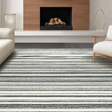 Contemporary Narrow and Wide Stripe with Crisp Black White Banding(Beige)