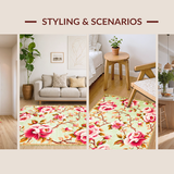 Ultra Soft Area Rug, Non Slip, Stain Resistant, Washable Area Rugs for Living Room, Bedroom, Serene Nature-Inspired Floral Theme(Green)