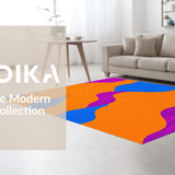 Ultra Soft Area Rug, Non Slip, Stain Resistant, Washable Area Rugs for Living Room, Bedroom, Eclectic Groovy Swirl Pattern(Orange)