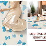 Ultra Soft Area Rug, Non Slip, Stain Resistant, Washable Area Rugs for Living Room, Bedroom, Boho Blue Bow Rug:  Stylish Flat-Weave Area Rug(Beige)