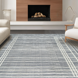 Ultra Soft Area Rug, Non Slip, Stain Resistant, Washable Area Rugs for Living Room, Bedroom, Rustic Warmth Abstract Weave(Gray)