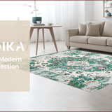 Ultra Soft Area Rug, Non Slip, Stain Resistant, Washable Area Rugs for Living Room, Bedroom, Chic Distressed Geometric Elements(White)
