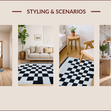 Ultra Soft Area Rug, Non Slip, Stain Resistant, Washable Area Rugs for Living Room, Bedroom, Modern Black and White Non-Slip Playroom Rug(Black)