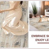 Ultra Soft Area Rug, Non Slip, Stain Resistant, Washable Area Rugs for Living Room, Bedroom, Rustic Distressed Diamond Motif(Beige)