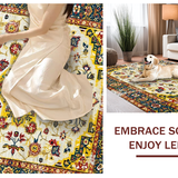 Ultra Soft Area Rug, Non Slip, Stain Resistant, Washable Area Rugs for Living Room, Bedroom, Abstract Colorful Floral Harmony(Yellow)