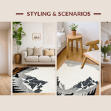 Ultra Soft Area Rug, Non Slip, Stain Resistant, Washable Area Rugs for Living Room, Bedroom, Cozy Vintage Animal Illustration(Gray)