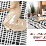 Ultra Soft Area Rug, Non Slip, Stain Resistant, Washable Area Rugs for Living Room, Bedroom, Modernist Dual-Shade Floor Covering with Geometric Striped Pattern(Black)
