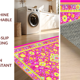 Ultra Soft Area Rug, Non Slip, Stain Resistant, Washable Area Rugs for Living Room, Bedroom, Rustic Vintage Patterned Accent(Pink)