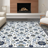 Ultra Soft Area Rug, Non Slip, Stain Resistant, Washable Area Rugs for Living Room, Bedroom, Stylish Earthy Trellis Elements(White)