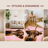 Ultra Soft Area Rug, Non Slip, Stain Resistant, Washable Area Rugs for Living Room, Bedroom, Whimsical Pink Brown Pattern(Brown)