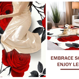 Ultra Soft Area Rug, Non Slip, Stain Resistant, Washable Area Rugs for Living Room, Bedroom, Chic Contemporary Floral Design(Red)