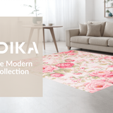 Ultra Soft Area Rug, Non Slip, Stain Resistant, Washable Area Rugs for Living Room, Bedroom, Whimsical Light Pink Floral Fantasy(Pink)