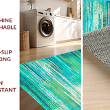 Ultra Soft Area Rug, Non Slip, Stain Resistant, Washable Area Rugs for Living Room, Bedroom, Chic Turquoise Green Fluid Design(Blue)