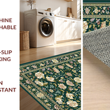 Ultra Soft Area Rug, Non Slip, Stain Resistant, Washable Area Rugs for Living Room, Bedroom, Rustic Intricate Oriental Patterns(Green)