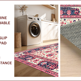 Ultra Soft Area Rug, Non Slip, Stain Resistant, Washable Area Rugs for Living Room, Bedroom, Floral Vintage Washable Nursery Area Carpet(White)