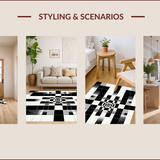 Ultra Soft Area Rug, Non Slip, Stain Resistant, Washable Area Rugs for Living Room, Bedroom, Chic Geometric Contrast Design(Black)
