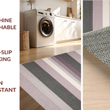 Ultra Soft Area Rug, Non Slip, Stain Resistant, Washable Area Rugs for Living Room, Bedroom, Chic Neutral Textured Stripe Motif(Purple)