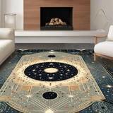 Ultra Soft Area Rug, Non Slip, Stain Resistant, Washable Area Rugs for Living Room, Bedroom, Mystical Sunburst Artistry(Gold)