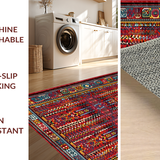Ultra Soft Area Rug, Non Slip, Stain Resistant, Washable Area Rugs for Living Room, Bedroom, Lively Handcrafted Ethnic Arrangement(Red)