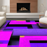 Ultra Soft Area Rug, Non Slip, Stain Resistant, Washable Area Rugs for Living Room, Bedroom, Modern Playful Geometric Motif(Purple)