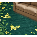 Ultra Soft Area Rug, Non Slip, Stain Resistant, Washable Area Rugs for Living Room, Bedroom, Whimsical Floral Butterfly Motif(Green)