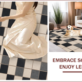 Ultra Soft Area Rug, Non Slip, Stain Resistant, Washable Area Rugs for Living Room, Bedroom, Modern Checkered Non-Slip Patio Rug(Black)