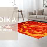 Ultra Soft Area Rug, Non Slip, Stain Resistant, Washable Area Rugs for Living Room, Bedroom, Energetic Warm-toned Abstract Print(Red)