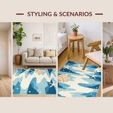 Ultra Soft Area Rug, Non Slip, Stain Resistant, Washable Area Rugs for Living Room, Bedroom, Serene Beach Sand Color Palette(Blue)