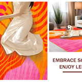 Ultra Soft Area Rug, Non Slip, Stain Resistant, Washable Area Rugs for Living Room, Bedroom, Energetic Modern Artistic Approach(Orange)