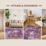 Ultra Soft Area Rug, Non Slip, Stain Resistant, Washable Area Rugs for Living Room, Bedroom, Whimsical Earthy Spiral Arrangement(Purple)