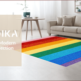 Ultra Soft Area Rug, Non Slip, Stain Resistant, Washable Area Rugs for Living Room, Bedroom, Rainbow Stripe Plush(Red)
