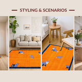 Ultra Soft Area Rug, Non Slip, Stain Resistant, Washable Area Rugs for Living Room, Bedroom, Brightly Colored Animal Fantasy Art(Orange)