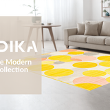 Ultra Soft Area Rug, Non Slip, Stain Resistant, Washable Area Rugs for Living Room, Bedroom, Sunny Playful Geometric Fusion(Yellow)