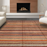 Ultra Soft Area Rug, Non Slip, Stain Resistant, Washable Area Rugs for Living Room, Bedroom, Trendy Warm Striped Accent Piece(Orange)