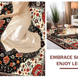 Ultra Soft Area Rug, Non Slip, Stain Resistant, Washable Area Rugs for Living Room, Bedroom, Artful Colorful Floral Arrangement(Black)