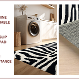 Ultra Soft Area Rug, Non Slip, Stain Resistant, Washable Area Rugs for Living Room, Bedroom, Non Skid Zebra Runner for Home Office Decor(Black)
