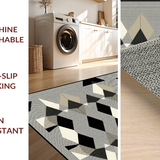 Ultra Soft Area Rug, Non Slip, Stain Resistant, Washable Area Rugs for Living Room, Bedroom, Elegant Transitional Grid Pattern(Beige)