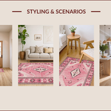 Ultra Soft Area Rug, Non Slip, Stain Resistant, Washable Area Rugs for Living Room, Bedroom, Rustic Western Plush Aesthetic(Pink)