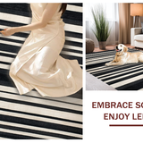 Ultra Soft Area Rug, Non Slip, Stain Resistant, Washable Area Rugs for Living Room, Bedroom, Modern Geometric Striped Area Rug for Entryway and Porch(Black)