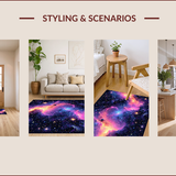 Ultra Soft Area Rug, Non Slip, Stain Resistant, Washable Area Rugs for Living Room, Bedroom, Planet Earth Kids Playroom Space-Themed Carpet(Purple)