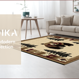 Ultra Soft Area Rug, Non Slip, Stain Resistant, Washable Area Rugs for Living Room, Bedroom, Rustic Wildlife Bear Aesthetic(Beige)