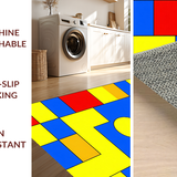 Ultra Soft Area Rug, Non Slip, Stain Resistant, Washable Area Rugs for Living Room, Bedroom, Dynamic Cheerful Hopscotch Theme(Yellow)