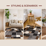 Ultra Soft Area Rug, Non Slip, Stain Resistant, Washable Area Rugs for Living Room, Bedroom, Vivid Colorful Geometric Arrangement(Brown)