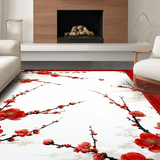 Ultra Soft Area Rug, Non Slip, Stain Resistant, Washable Area Rugs for Living Room, Bedroom, Rustic Multi-Color Botanical Print(Red)