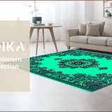 Ultra Soft Area Rug, Non Slip, Stain Resistant, Washable Area Rugs for Living Room, Bedroom, Boho Turquoise Bedroom Area Rug for High Traffic(Green)