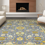 Ultra Soft Area Rug, Non Slip, Stain Resistant, Washable Area Rugs for Living Room, Bedroom, Rustic Sky-Toned Medallion Motif(Gray)